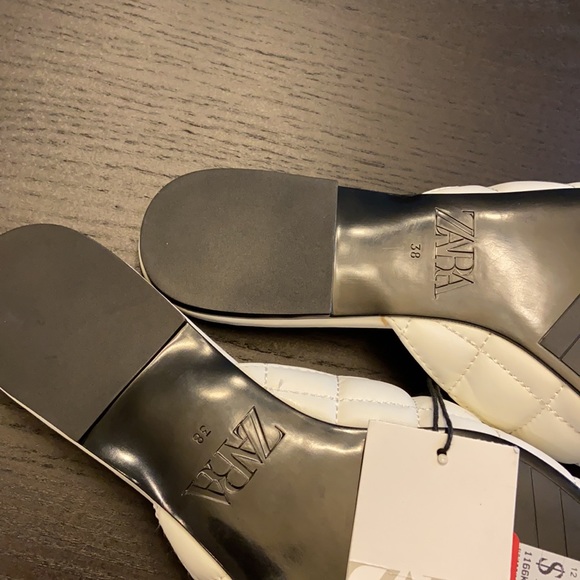 Zara square toed quilted flat mules bloggers fave - Picture 4 of 6